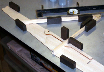Trapeze assembly glued to a hull side.