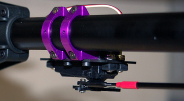 Another view of the tail rotor servo, mount and pushrod.