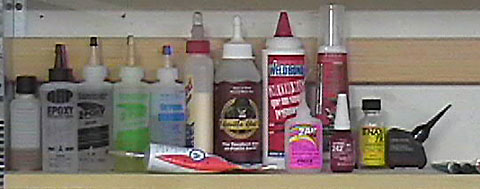 Typical adhesives used to build models.